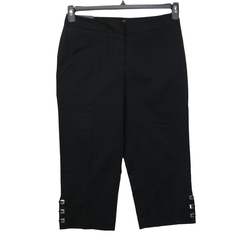 RAFAELLA BLACK CURVY CAPRI PANTS 6 NEW WITH TAG